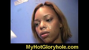 Black chick learn gloryhole blowjob 3